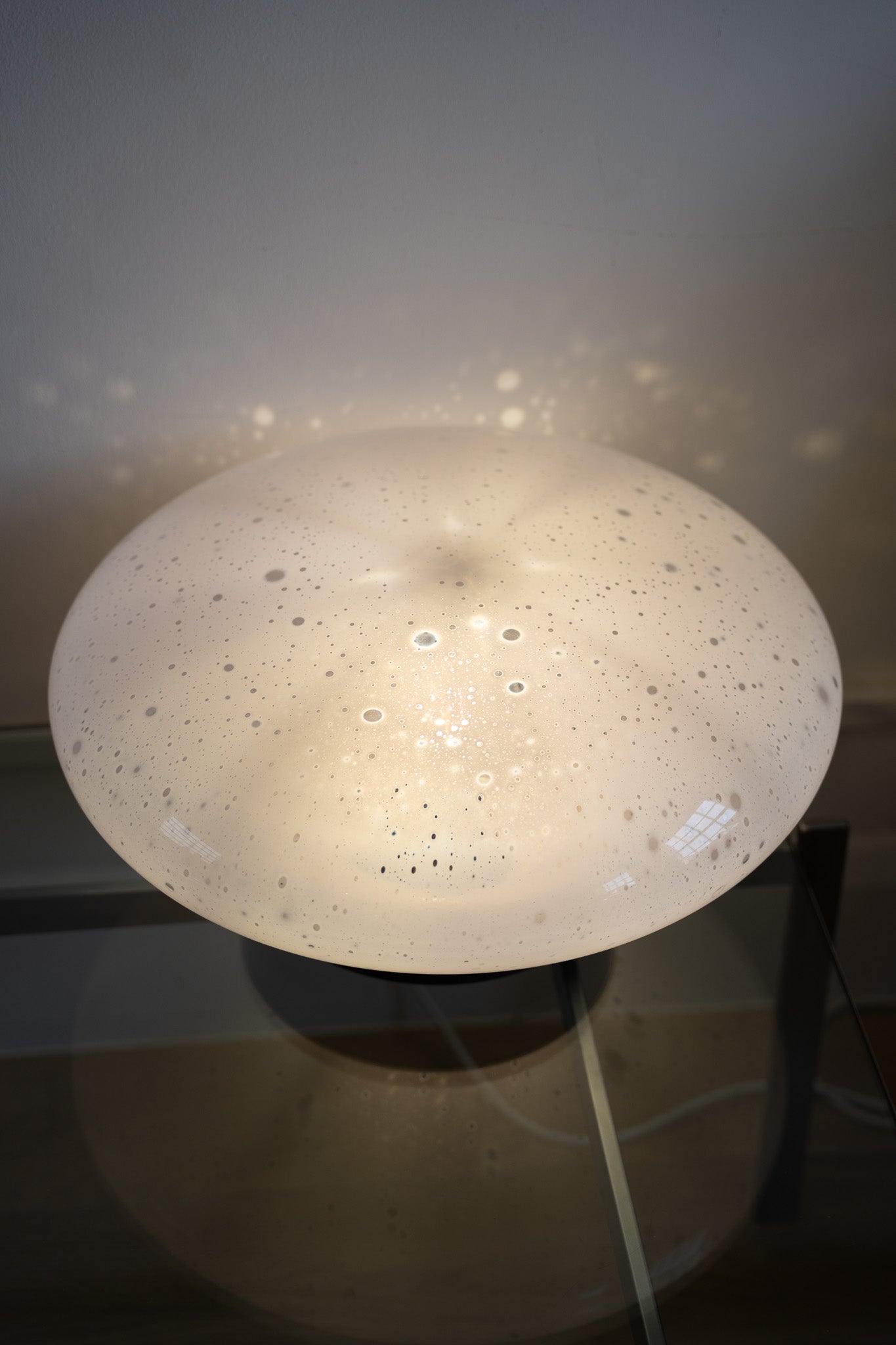 A Murano Bullicante glass lamp in pale pink, Italy, c.1960s