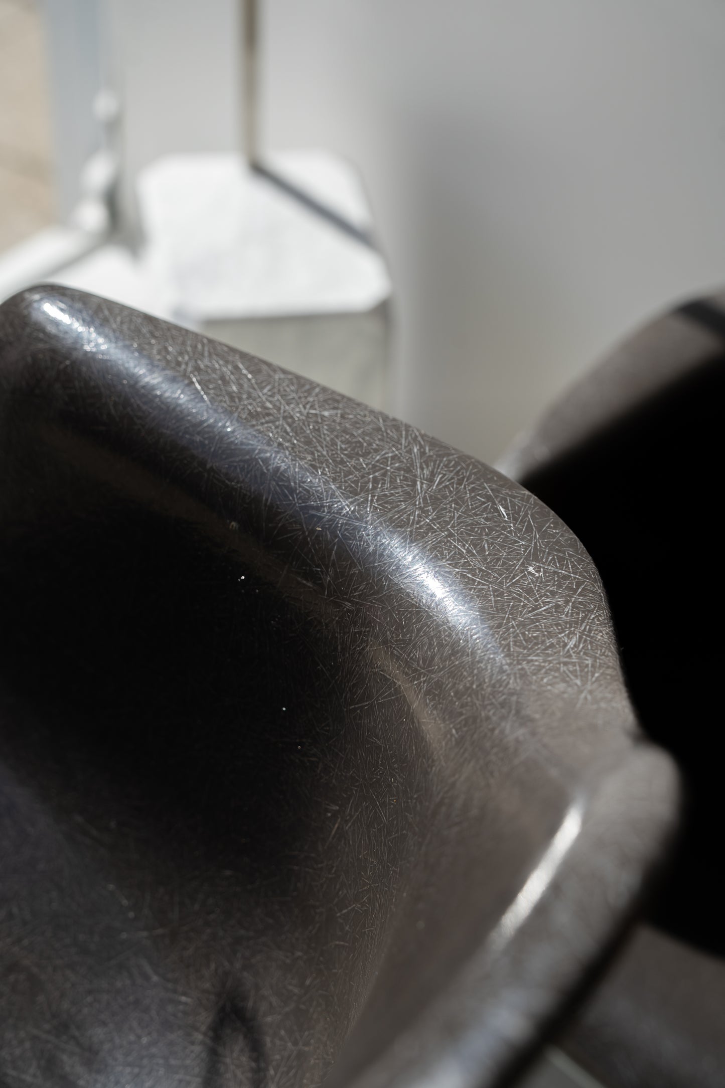 (2 Available) Modernica Eames DAE Fibreglass Armchair in Elephant Grey, USA 1989