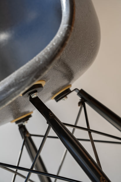 (2 Available) Modernica Eames DAE Fibreglass Armchair in Elephant Grey, USA 1989
