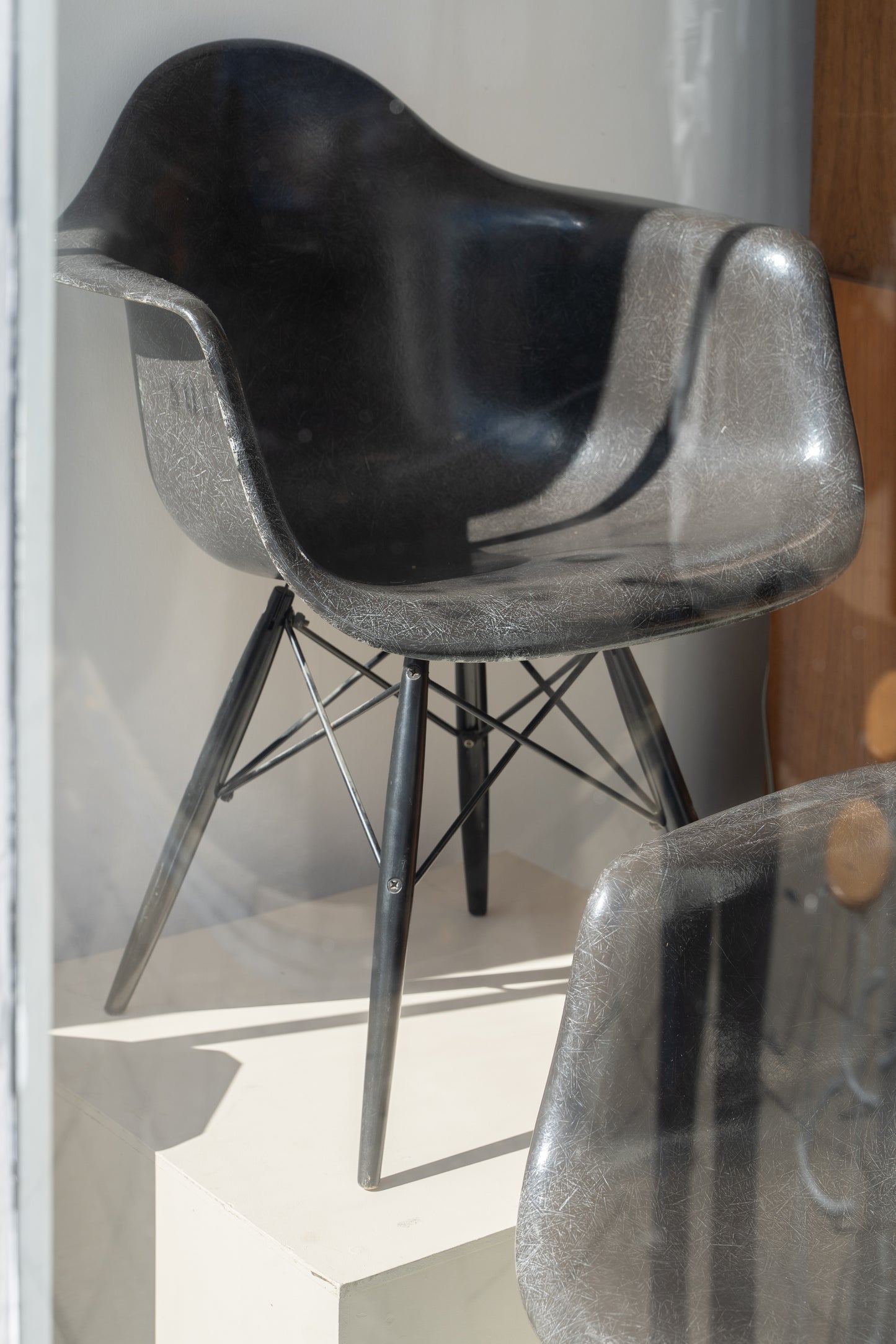 (2 Available) Modernica Eames DAE Fibreglass Armchair in Elephant Grey, USA 1989