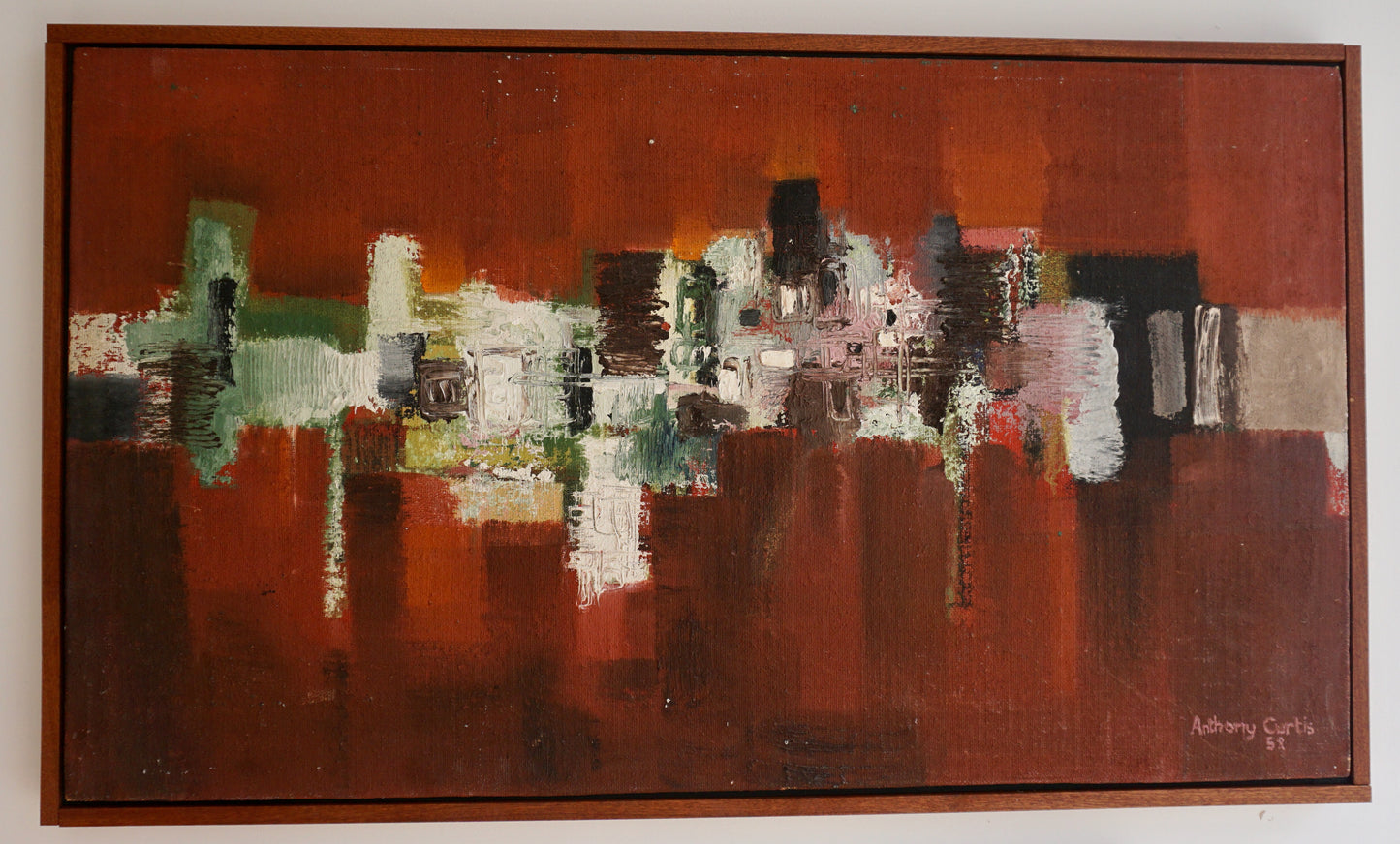 Oil painting by Anthony Curtis  - 'Landscape from the Air, 1969 (UK)