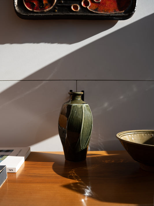 Green Glazed Stoneware Vase by Nick Rees for Muchelney Pottery