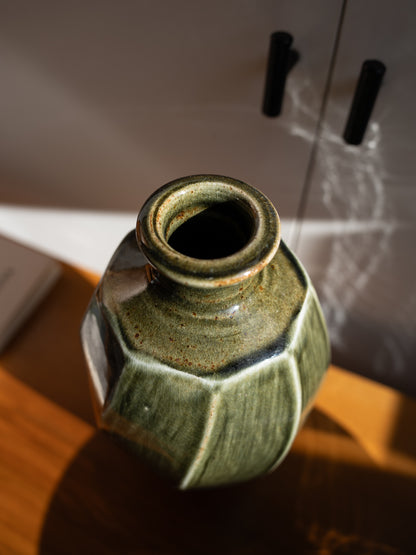 Green Glazed Stoneware Vase by Nick Rees for Muchelney Pottery