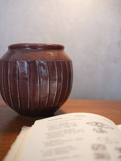 Fluted Porcelain Bowl (Sang De Boeuf Glaze) by David Leach for Lowerdown Pottery