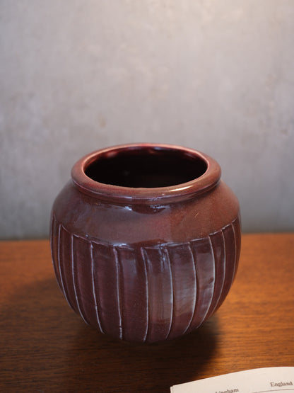 Fluted Porcelain Bowl (Sang De Boeuf Glaze) by David Leach for Lowerdown Pottery