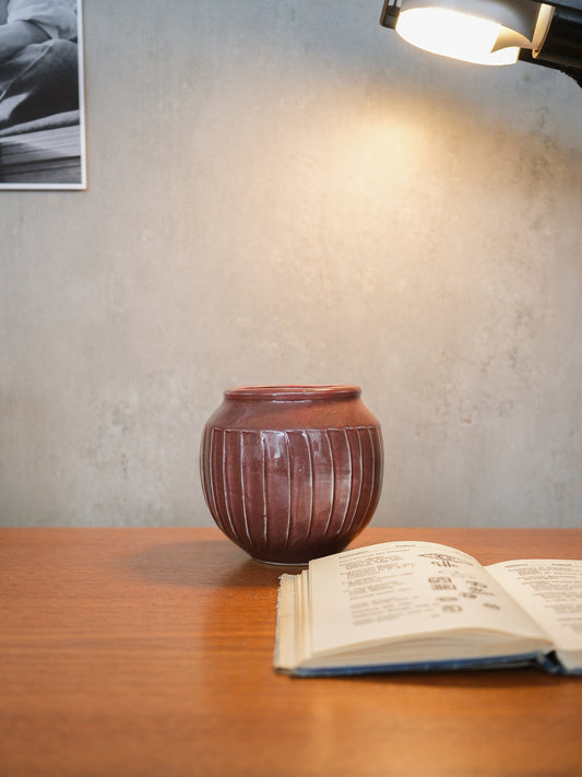 Fluted Porcelain Bowl (Sang De Boeuf Glaze) by David Leach for Lowerdown Pottery