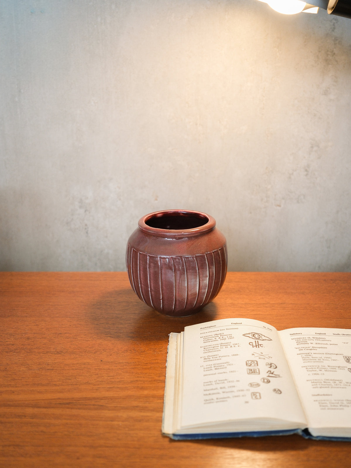 Fluted Porcelain Bowl (Sang De Boeuf Glaze) by David Leach for Lowerdown Pottery