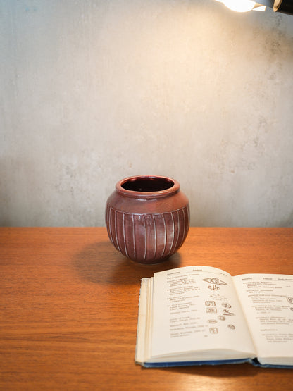 Fluted Porcelain Bowl (Sang De Boeuf Glaze) by David Leach for Lowerdown Pottery
