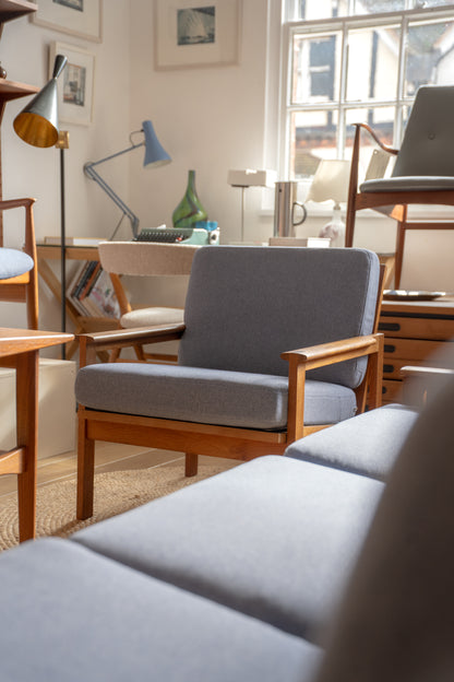 Teak Three-Seater 'Capella' Sofa & Matching Armchair by Illum Wikkelso for Niels Eilersen, (1960s) Denmark
