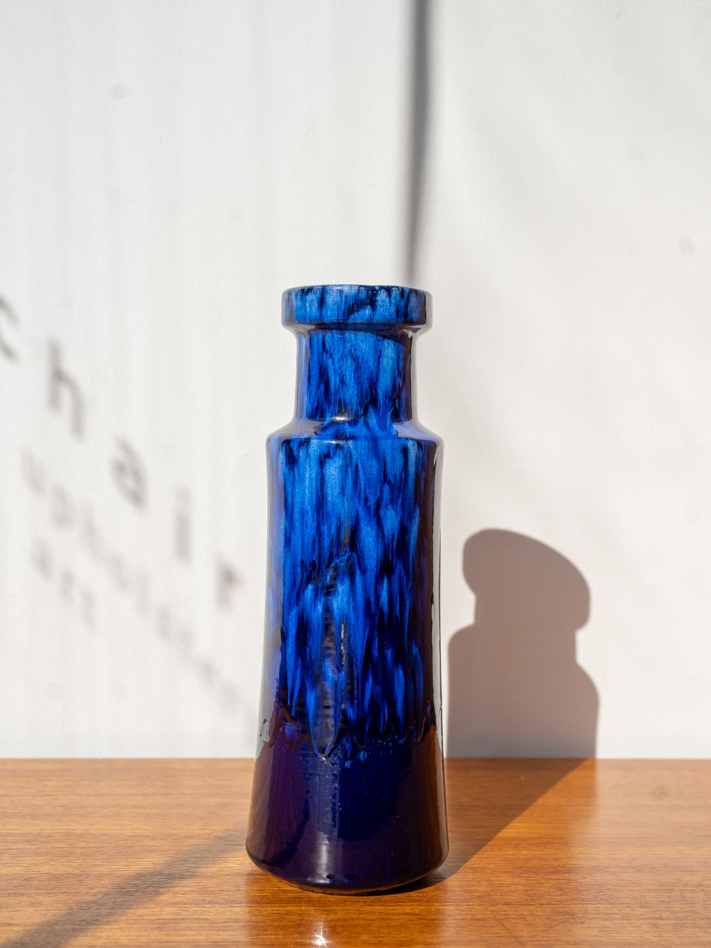 Blue ceramic vase by Scheurich no.205-32, (1970s) West Germany