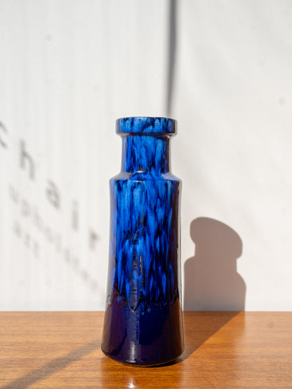 Blue ceramic vase by Scheurich no.205-32, (1970s) West Germany