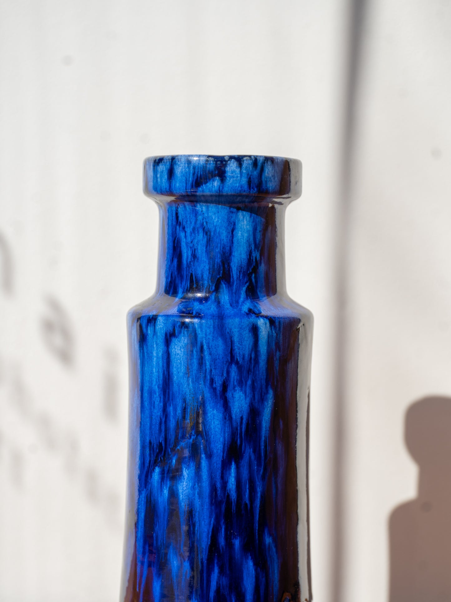 Blue ceramic vase by Scheurich no.205-32, (1970s) West Germany