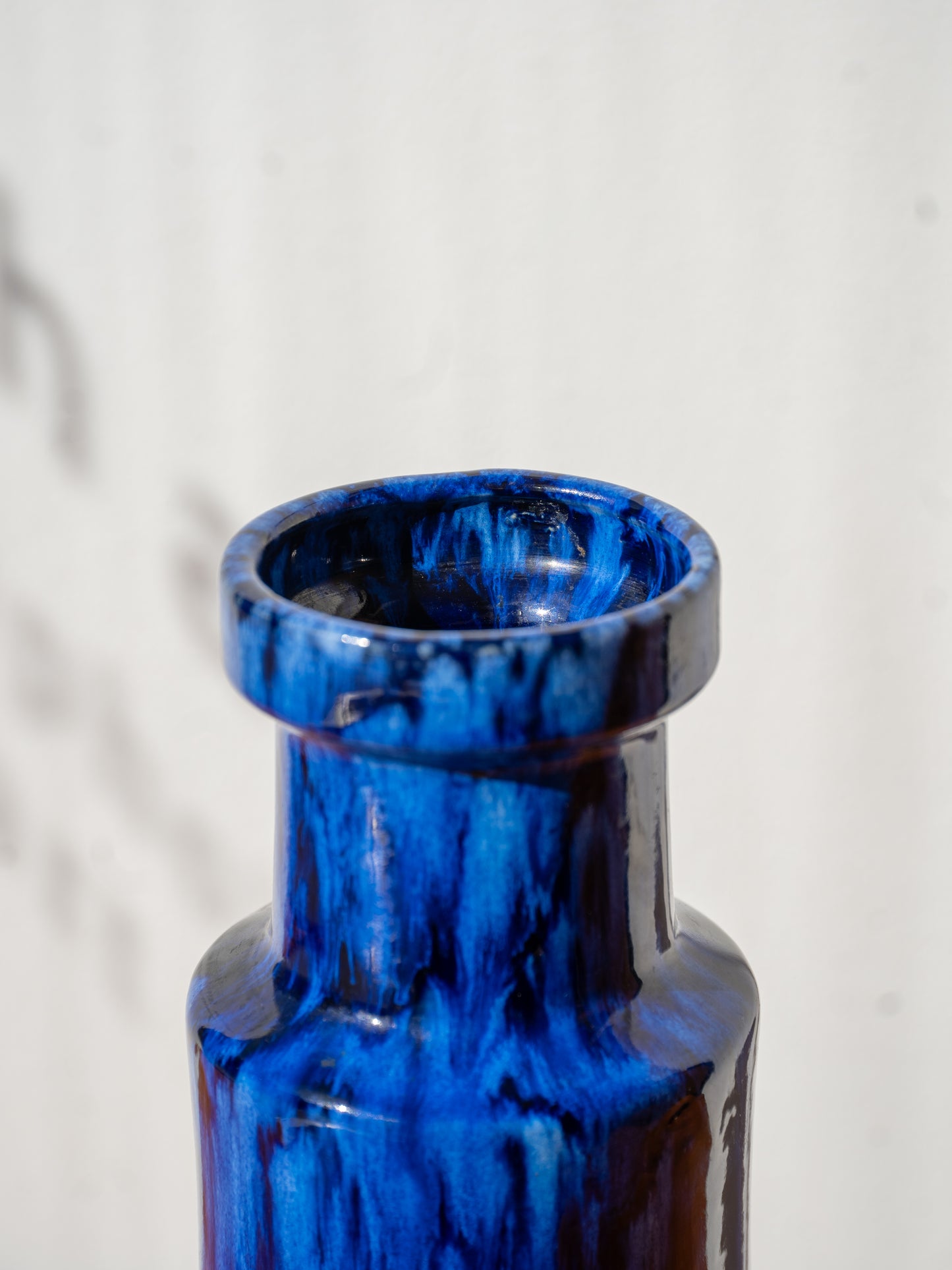 Blue ceramic vase by Scheurich no.205-32, (1970s) West Germany