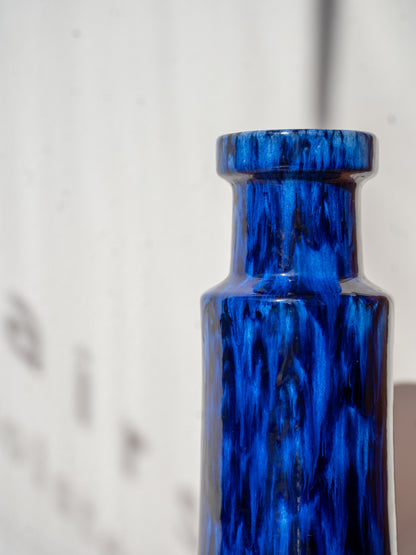Blue ceramic vase by Scheurich no.205-32, (1970s) West Germany