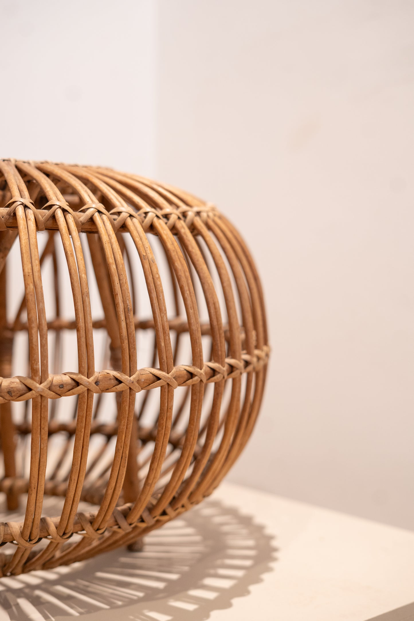 Large Wicker Bamboo 'Lobster Pot Stool' by Franco Albini, (1950s) Italy