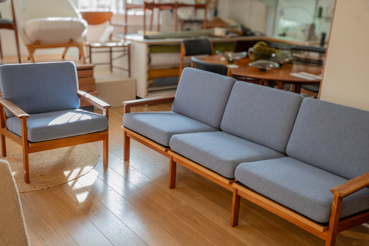 Teak Three-Seater 'Capella' Sofa & Matching Armchair by Illum Wikkelso for Niels Eilersen, (1960s) Denmark