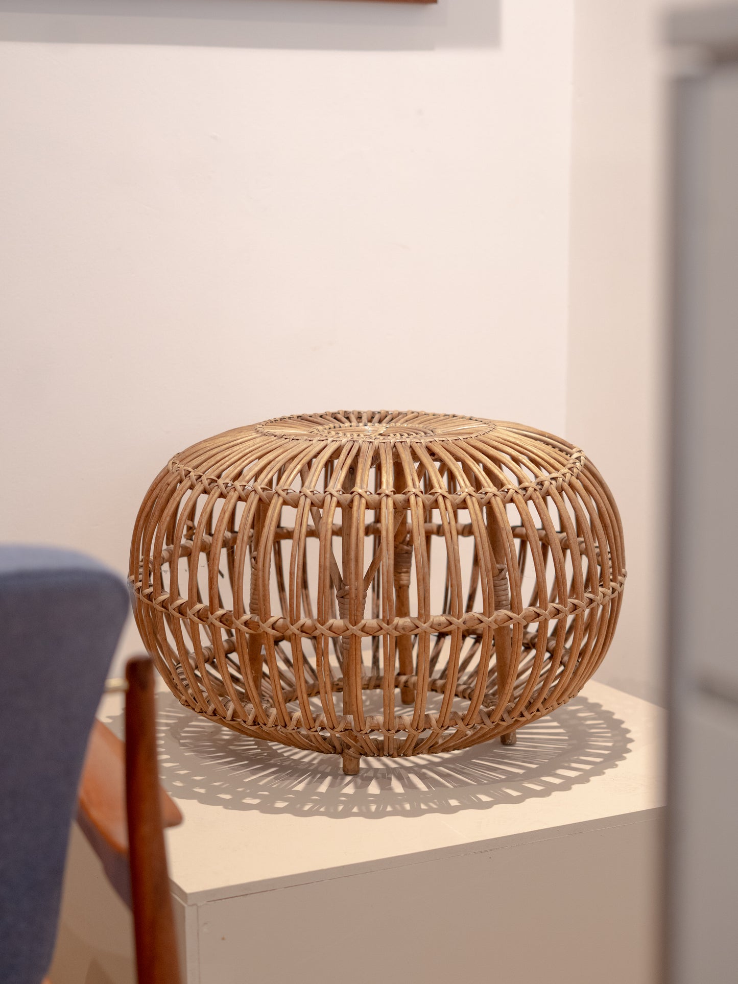 Large Wicker Bamboo 'Lobster Pot Stool' by Franco Albini, (1950s) Italy
