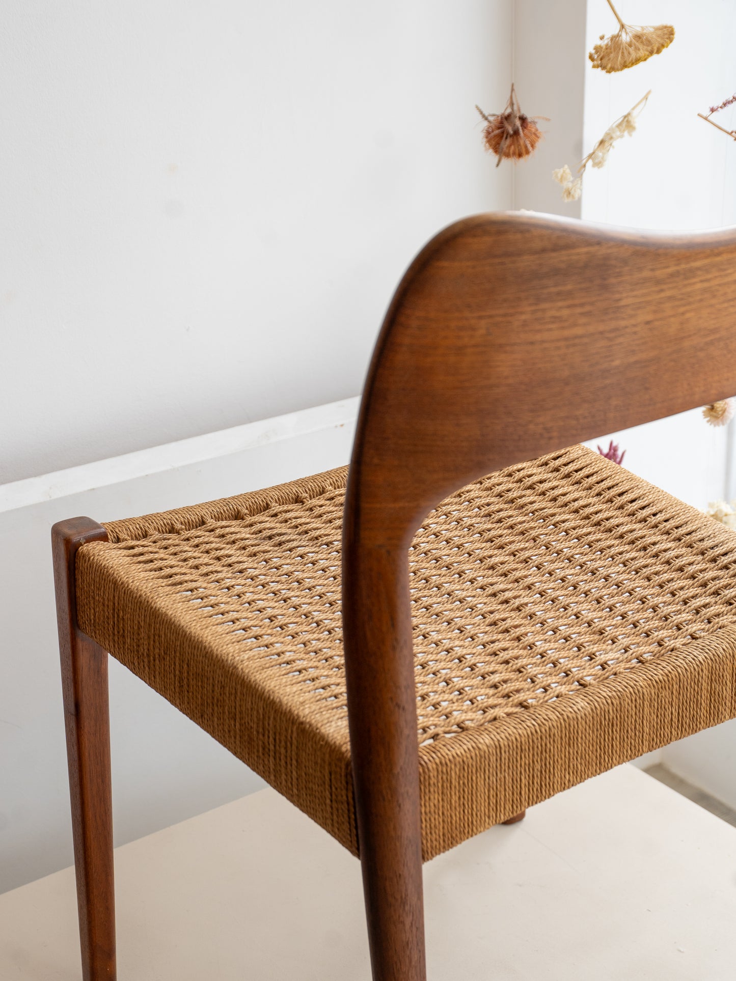 Teak and Paper Cord Dining Chair by Arne Hovmand Olsen for Mogens Kold, (1950/60s) Denmark