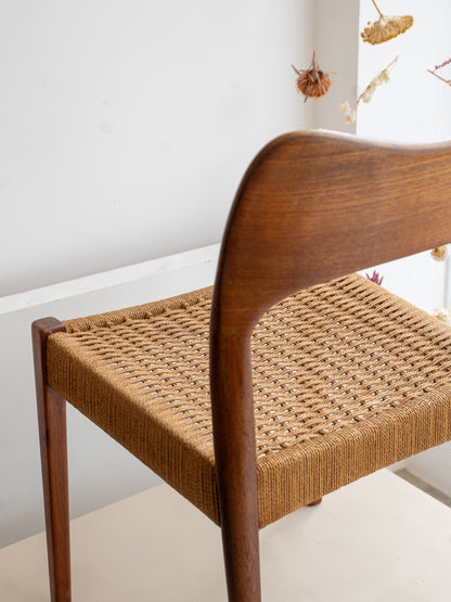 Teak and Paper Cord Dining Chair by Arne Hovmand Olsen for Mogens Kold, (1950/60s) Denmark