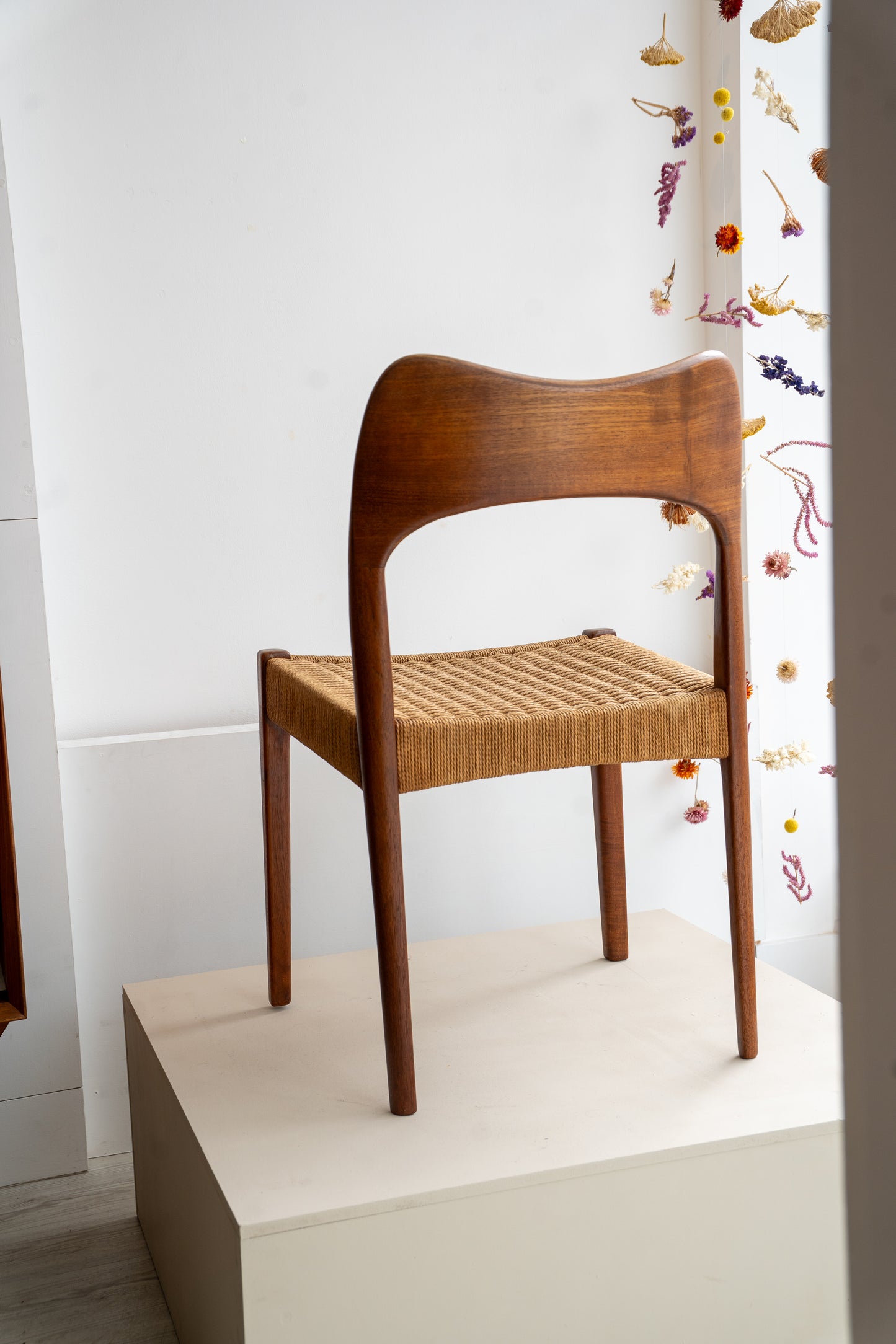 Teak and Paper Cord Dining Chair by Arne Hovmand Olsen for Mogens Kold, (1950/60s) Denmark