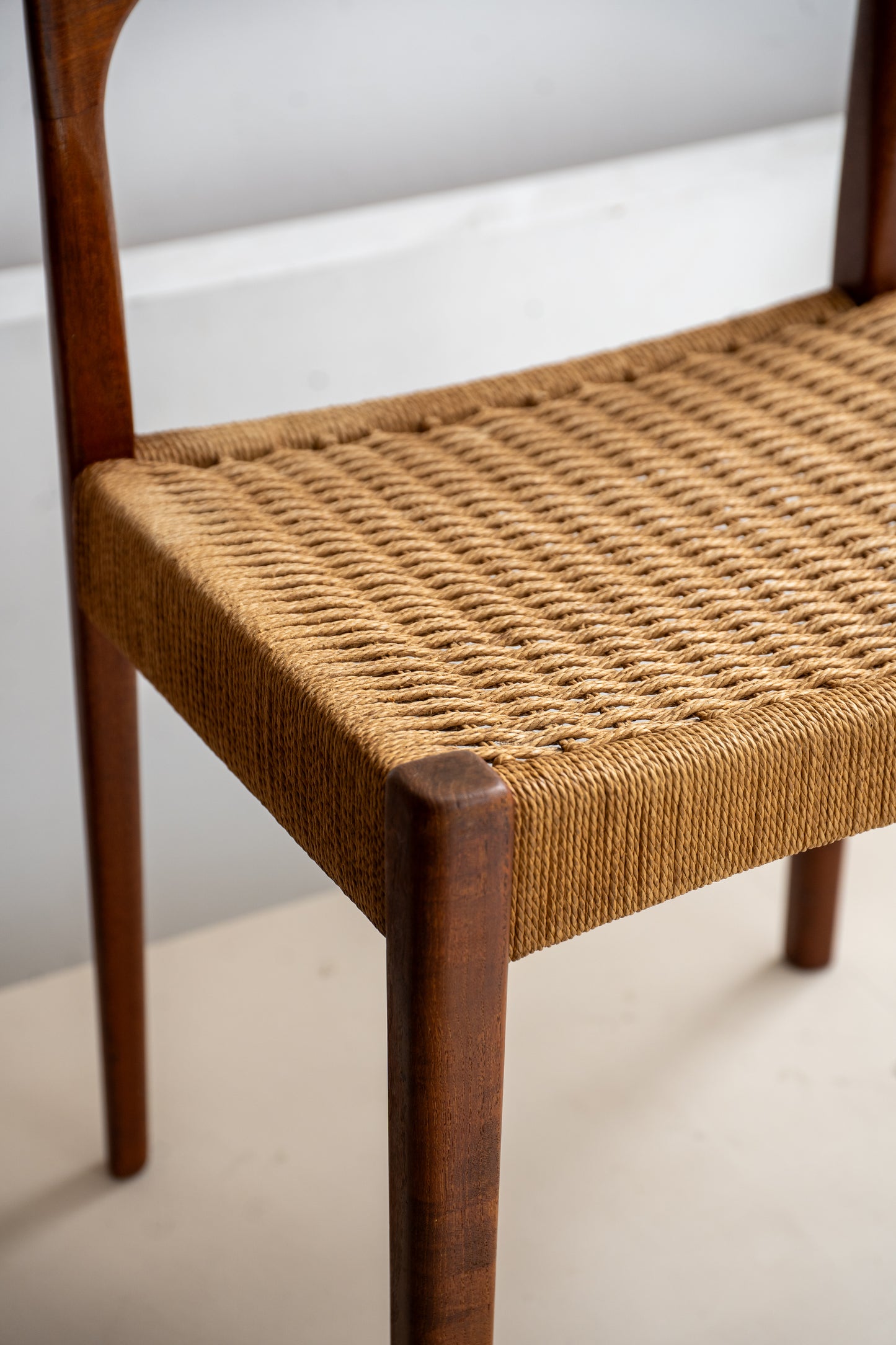 Teak and Paper Cord Dining Chair by Arne Hovmand Olsen for Mogens Kold, (1950/60s) Denmark