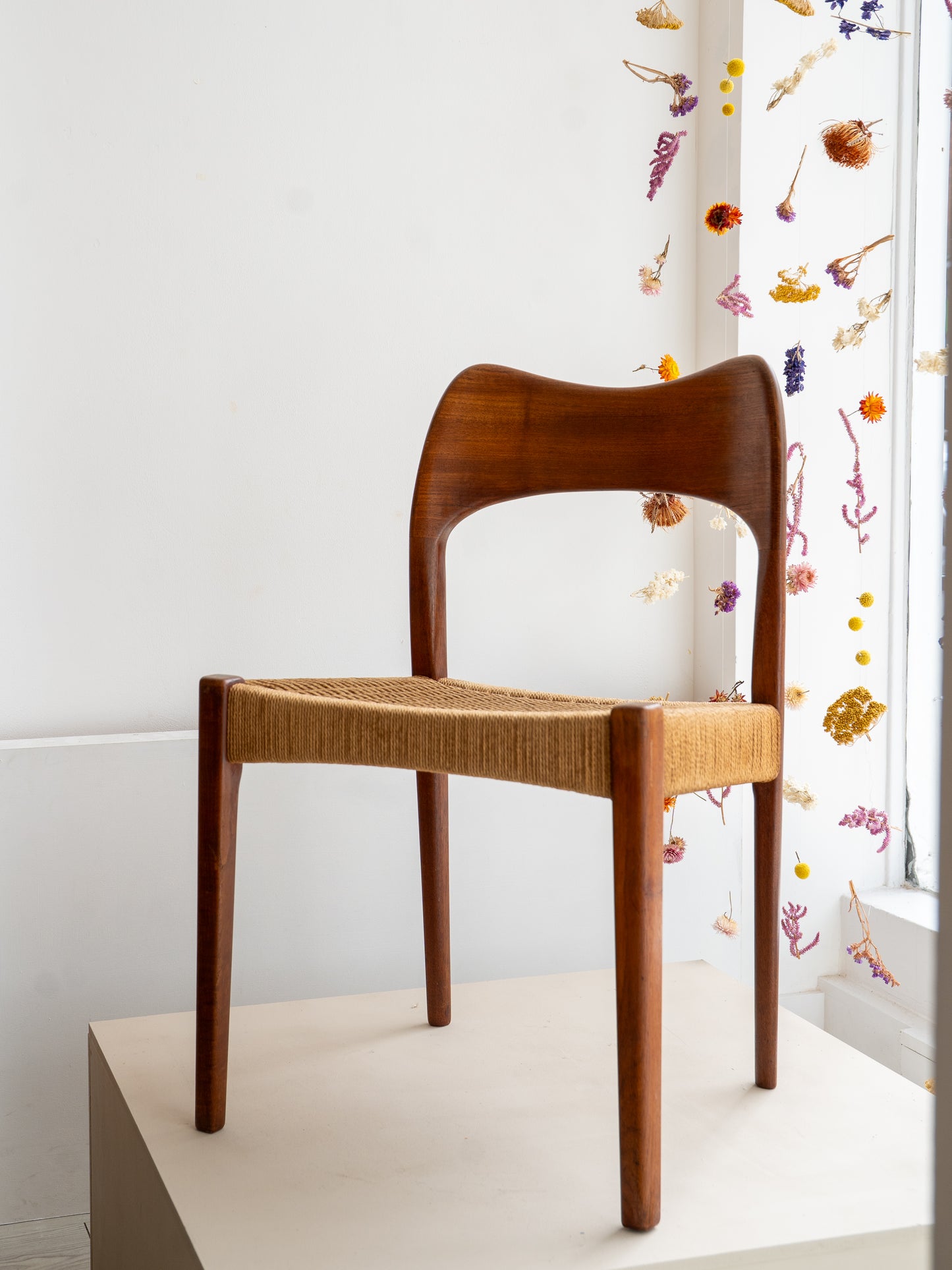 Teak and Paper Cord Dining Chair by Arne Hovmand Olsen for Mogens Kold, (1950/60s) Denmark