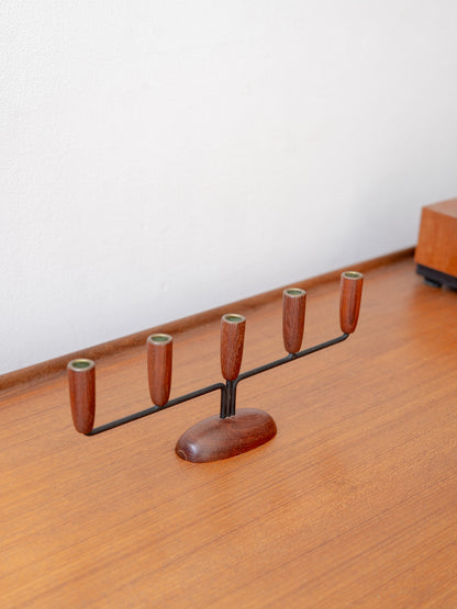 Teak and Metal Five Sconce Candle Holder, (1960s) Denmark