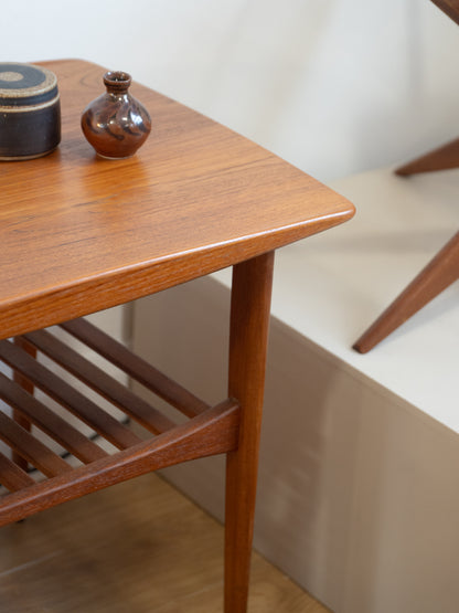 A Tove and Edvard Kindt Larsen Teak Side Table with magazine rack (1950s) Denmark
