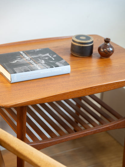 A Tove and Edvard Kindt Larsen Teak Side Table with magazine rack (1950s) Denmark