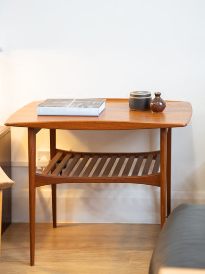 A Tove and Edvard Kindt Larsen Teak Side Table with magazine rack (1950s) Denmark