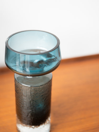 Tamara Aladin for Riihimäen Lasi — Model 1495 “Safari” Vase (Ice Blue) Finklas (1960s)