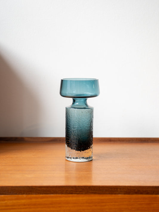 Tamara Aladin for Riihimäen Lasi — Model 1495 “Safari” Vase (Ice Blue) Finklas (1960s)