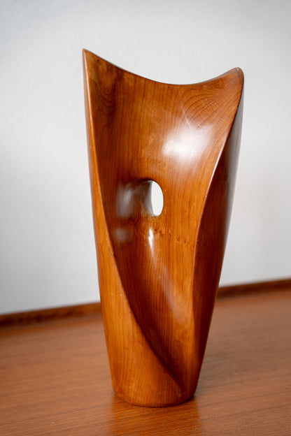 'Concave Form' in Yew - modernist Hand carved wood sculpture