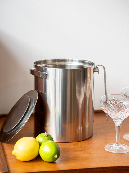 Extra-Large Cylinda-Line champagne cooler/Ice Bucket (with Tongs in box) by  Arne Jacobsen for Stelton (1960s) Denmark