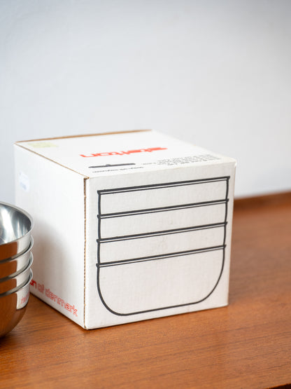Set of 4 Stainless Steel Bowls in original box by Erik Magussen for Stelton (1960s)