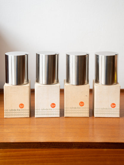 Stainless Steel Jam/Sugar Pots with original boxes, by Arne Jacobsen for Stelton (1960s) Denmark