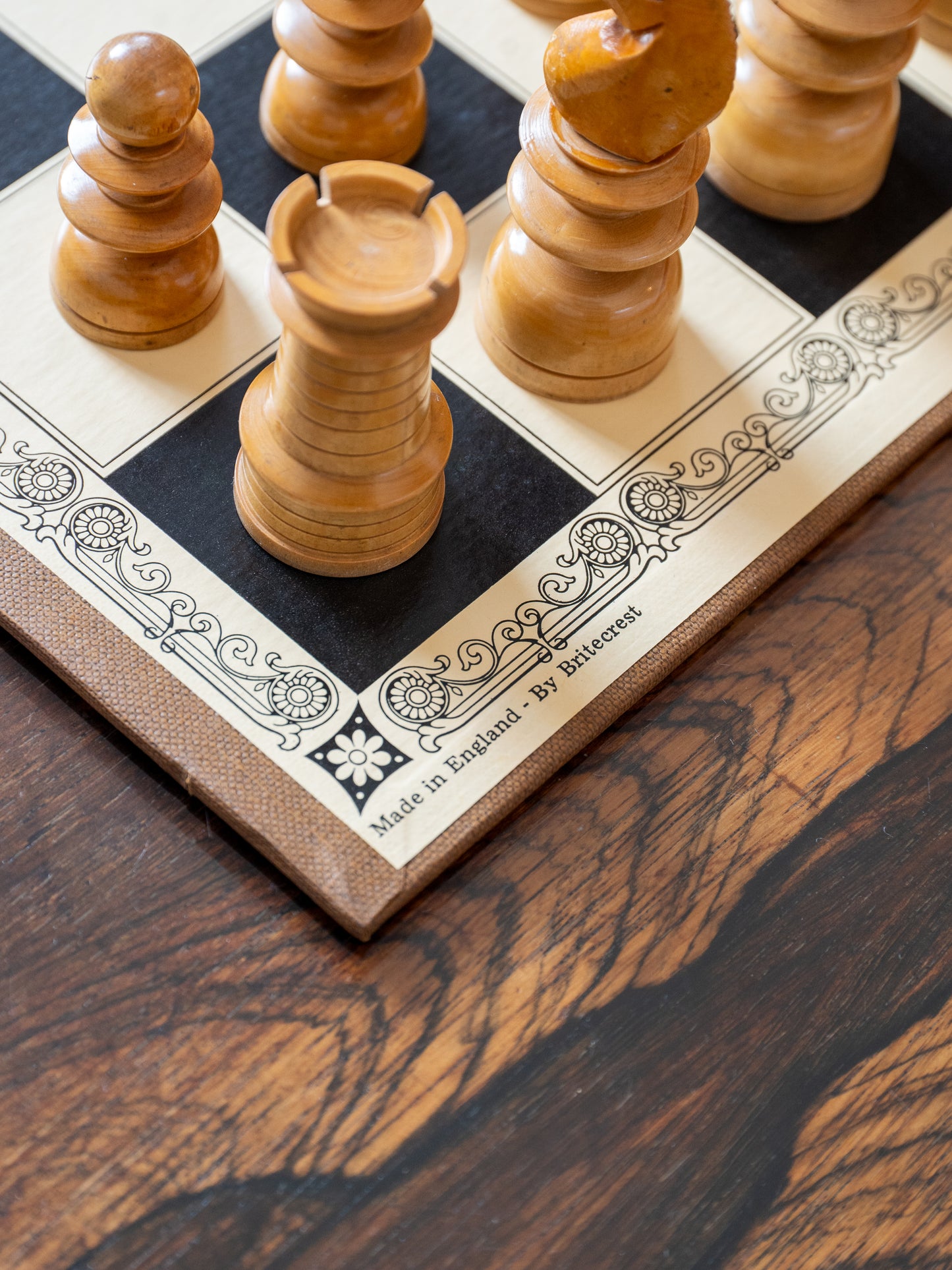 Mid Century Turned Boxwood & Ebony St George Pattern Chess Set (UK)