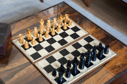 Mid Century Turned Boxwood & Ebony St George Pattern Chess Set (UK)