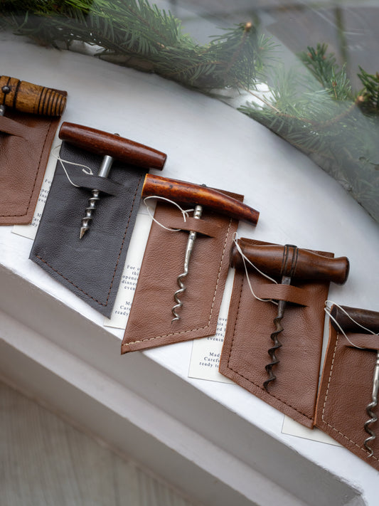 Midcentury Corkscrews with Reclaimed Leather Wallet