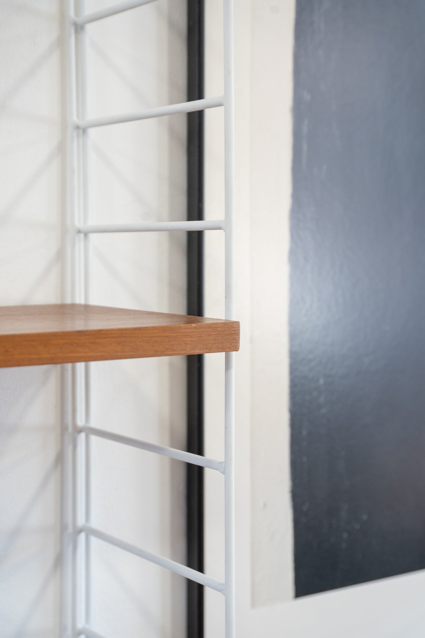 Nils Strinning for String Shelving - Teak and White Metal Modular Wall System/Bookcase (1960s) Sweden
