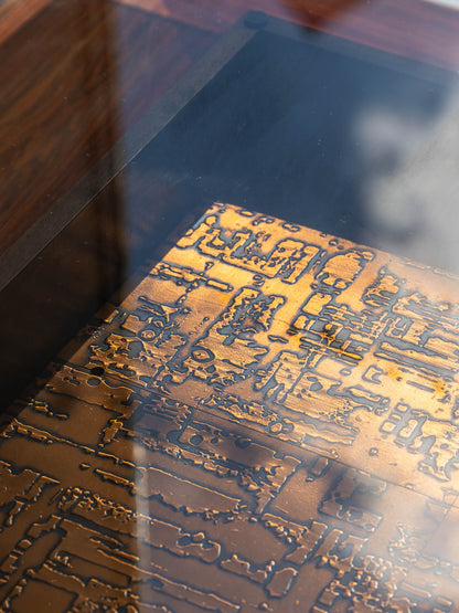 Brutalist Rosewood Coffee Table with Smoked Glass Top by Møbelintarsia, (60/70s) Denmark