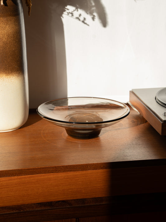 Grey Glass Pedestal Bowl (1960s/70s)