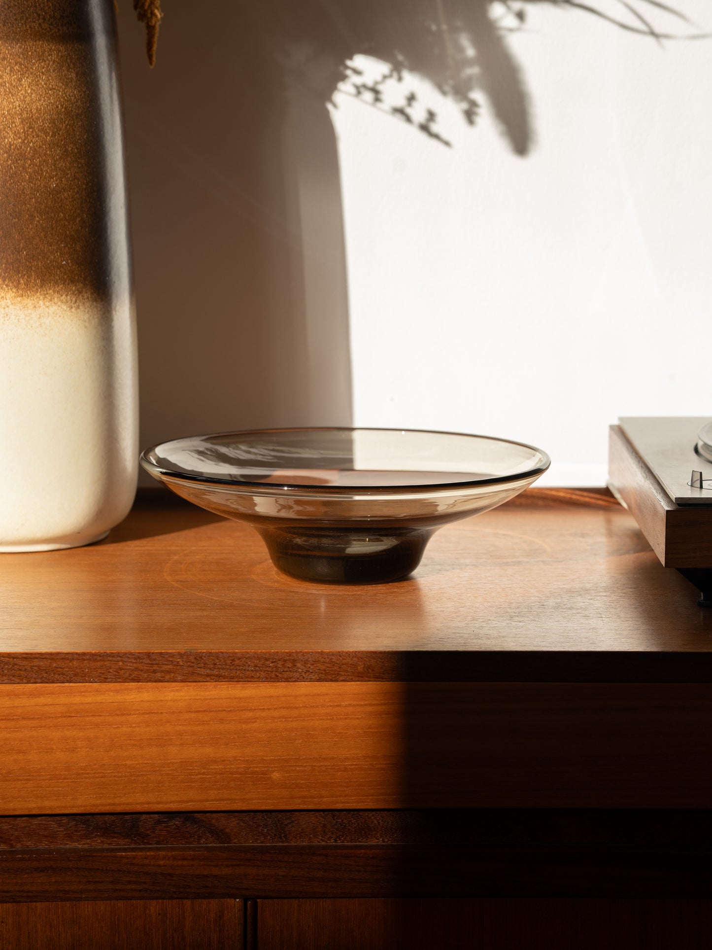 Grey Glass Pedestal Bowl (1960s/70s)