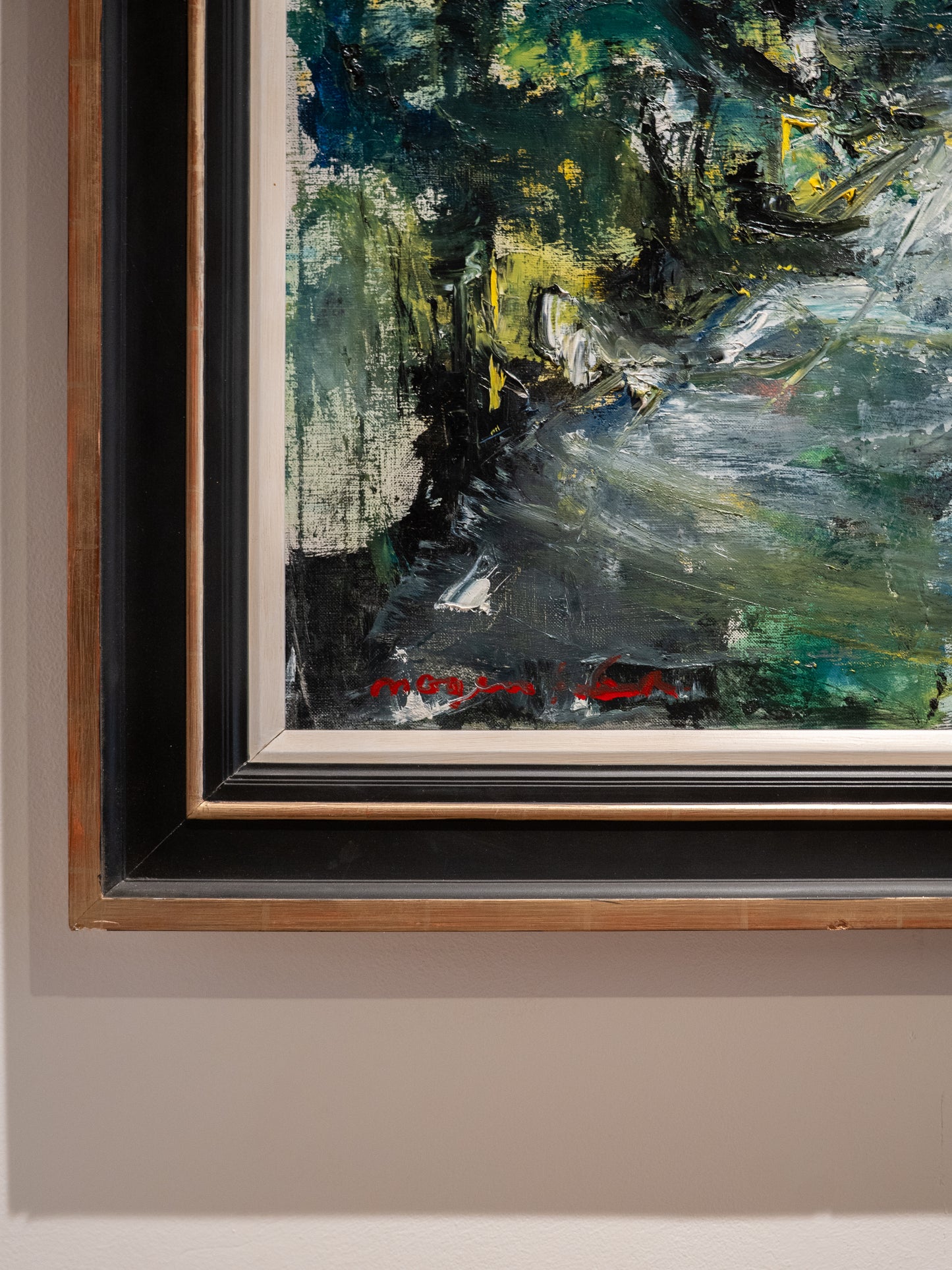Abstract Oil. on Canvas, signed Lower Left and Reverse
