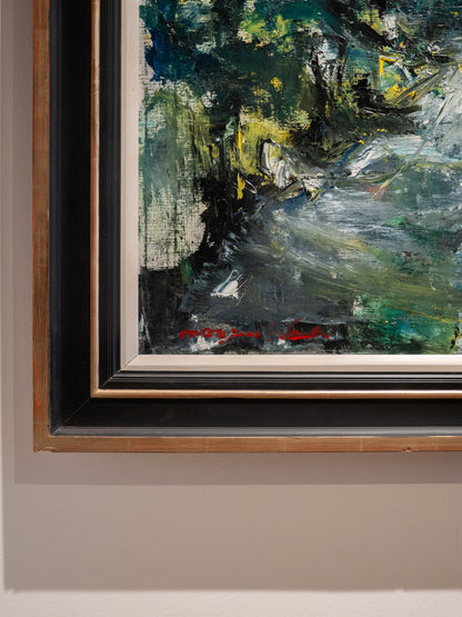 Abstract Oil. on Canvas, signed Lower Left and Reverse