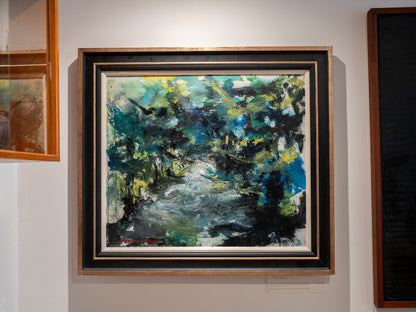 Abstract Oil. on Canvas, signed Lower Left and Reverse