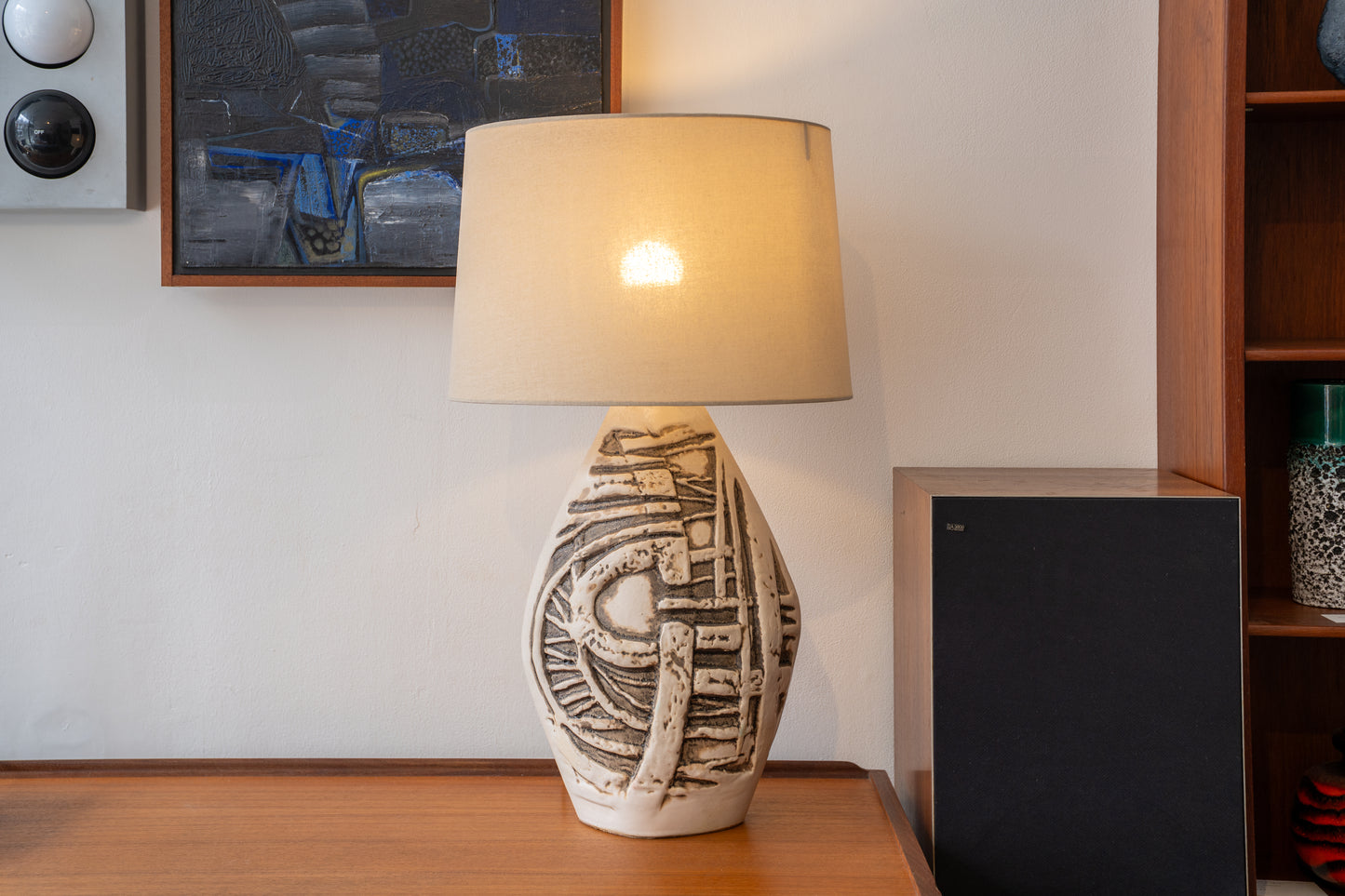 Tremaen Cornish Pottery Sculptural Bowjey Lamp by Peter Ellery (1970s) Cornwal