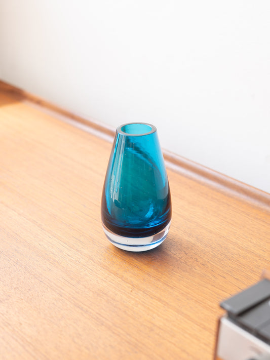Kingfisher Blue Lobed Vase by Whitefriars (1960s) UK