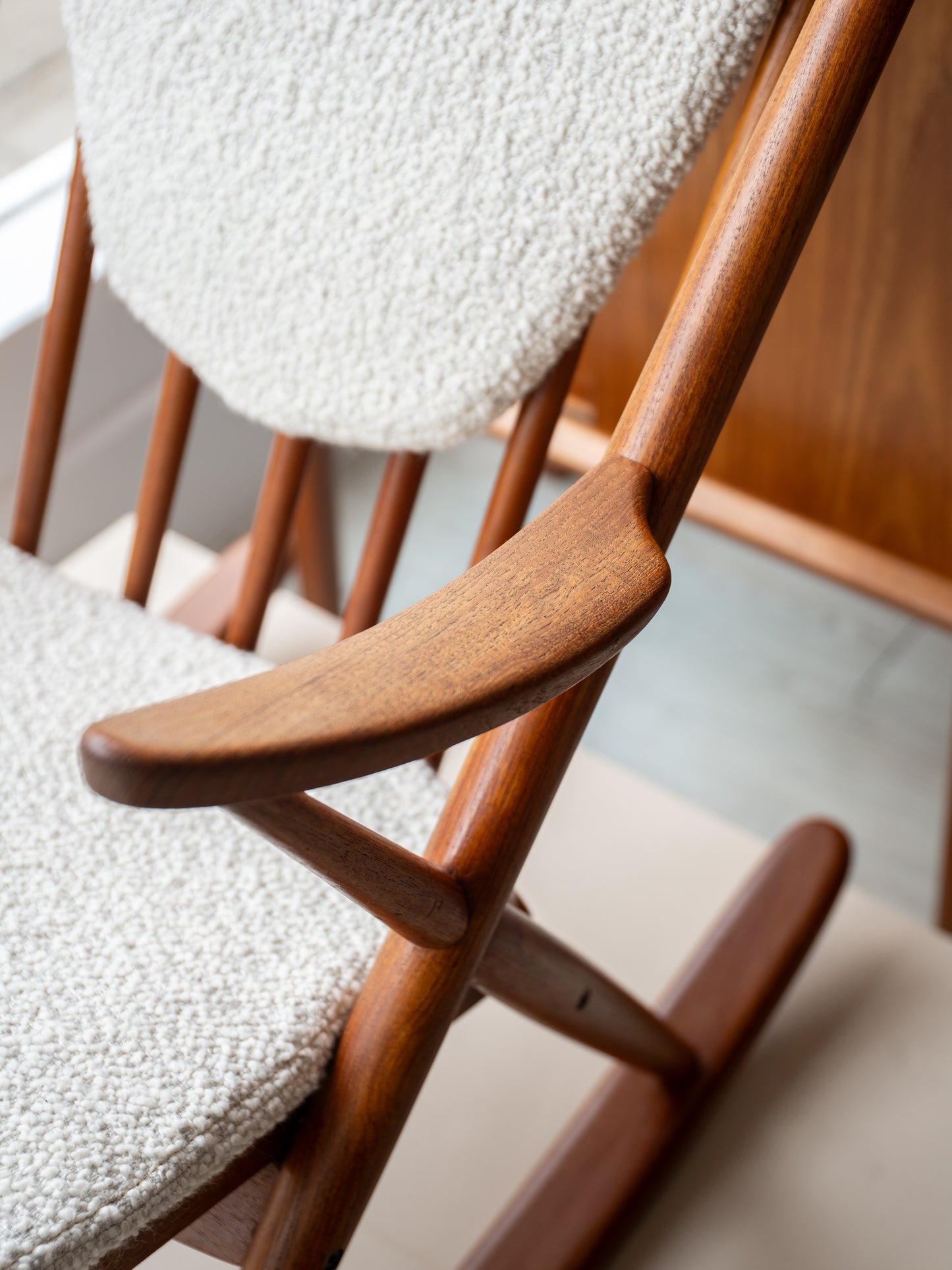 Model 182 Teak Framed Rocking Chair by Frank Reenskaug for Bramin Møbler, (1960s) Denmark