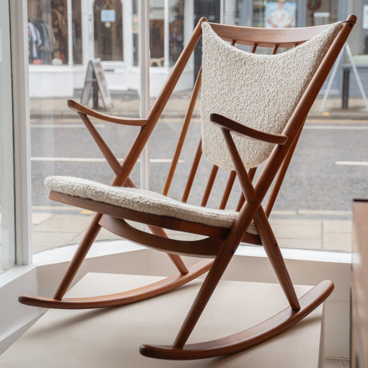 Model 182 Teak Framed Rocking Chair by Frank Reenskaug for Bramin Møbler, (1960s) Denmark